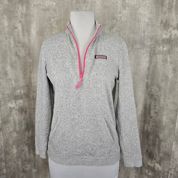 Vineyard Vines Gray Fleece Shep Shirt Pullover Women's M‎ Pink Quarter Zip 2016 - Picture 8 of 12